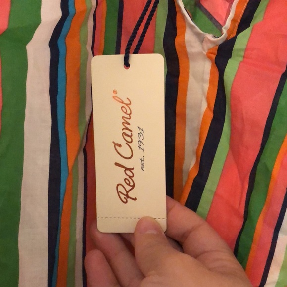 Red Camel colorful striped faux halter babydoll top- size M- NWT - Picture 7 of 7